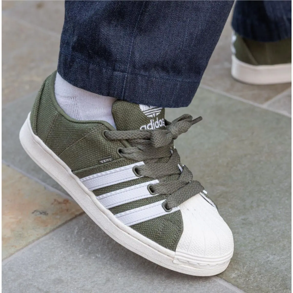 Men  Superstar Supermodified Shoes Olive Strata / Cloud White FZ6367 Multi by Adidas