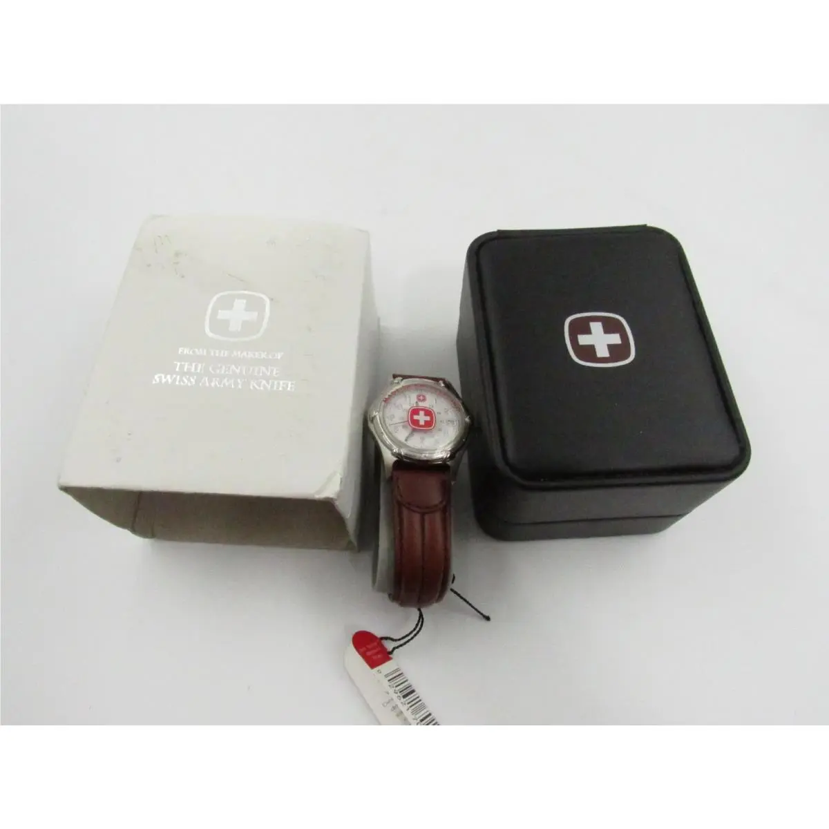 Swiss Military Men`s Watch White Dial Brown Leather Strap US West Dex by Wenger