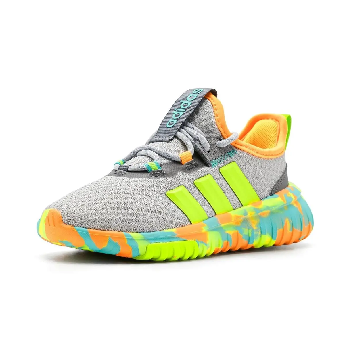 Children Unisex Shoes  Kids Kaptir 4.0 Shoes Little Kid/big Kid Grey/Solar Slime/Flash Aqua by Adidas