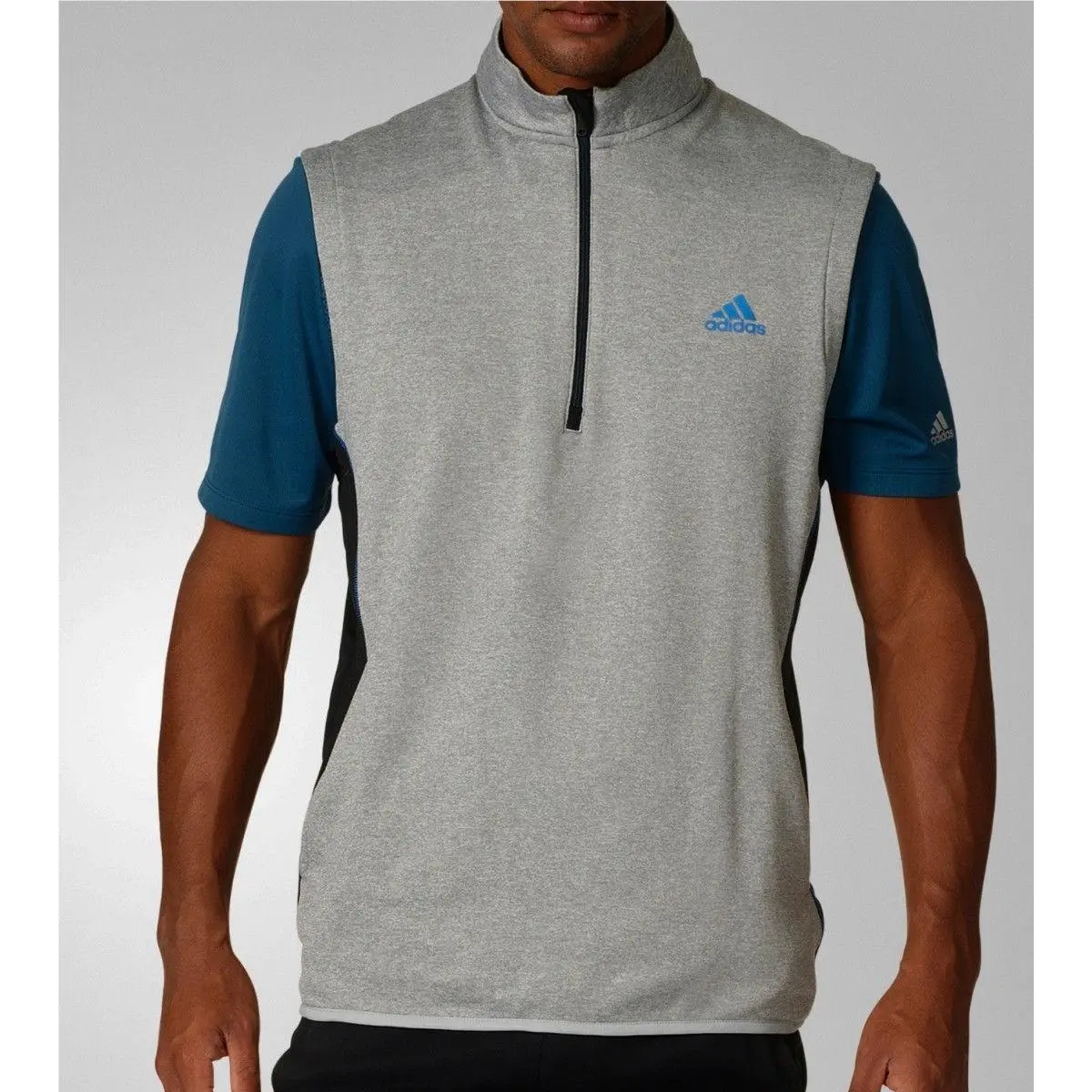 Golf Climaheat Half Zip Pullover Grey Black Blu Fleece Vest Jacket Mens S by Adidas