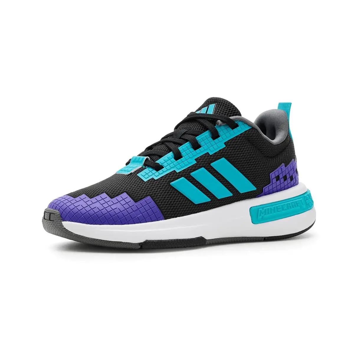 Children Unisex Shoes  Kids x Minecraft Pro Shoes Big Kid Black/Lucid Cyan/White by Adidas