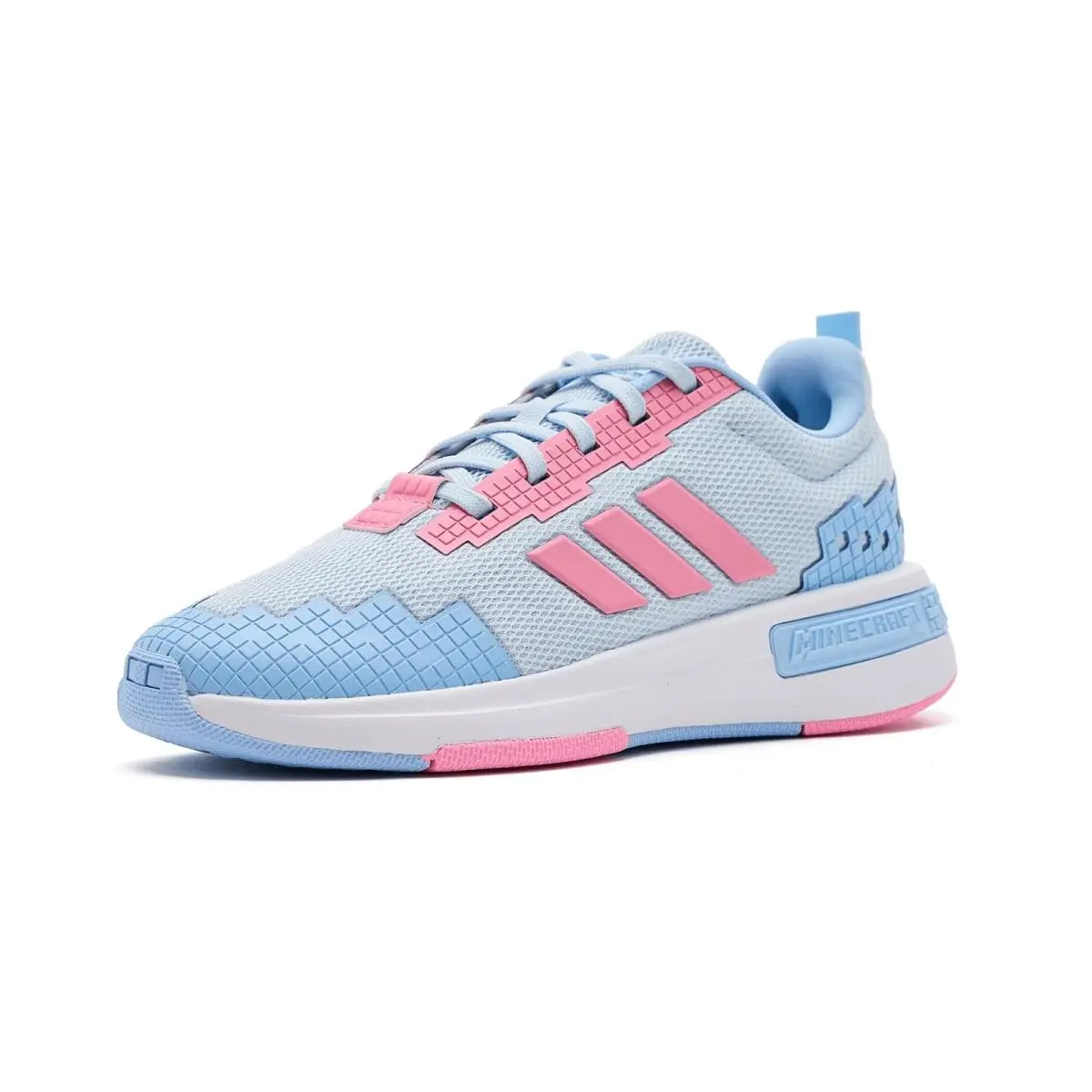 Children Unisex Shoes  Kids x Minecraft Pro Shoes Big Kid Crystal Sky/Bliss Pink/Glow Blue by Adidas