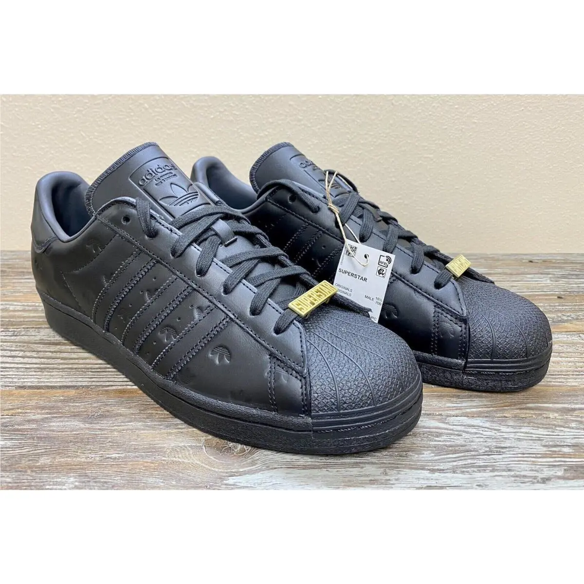 Originals Superstar Allover Trefoils Carbon Black Men`s Shoes Sz 10 by Adidas