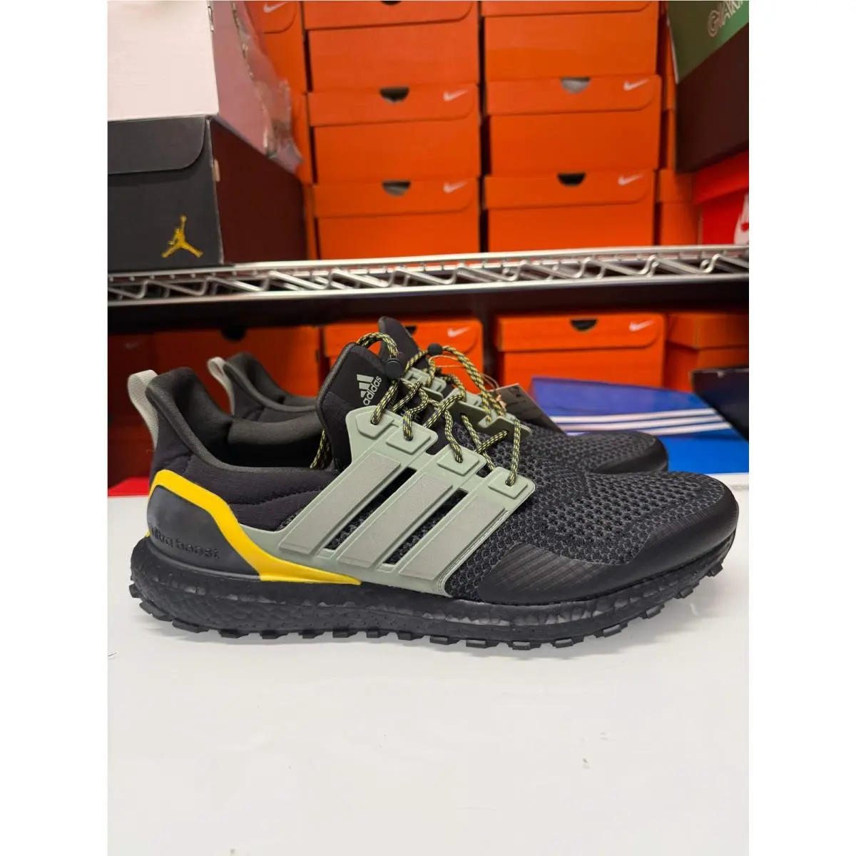 Men`s Ultraboost 1.0 Shoes Black Green Carbon HQ4196 by Adidas