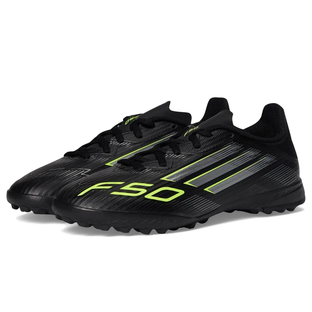 Children Unisex Shoes Adidas Kids F50 League Turf Cleats Little Kid/big Kid - Black/Iron Metallic/Lucid Lemon