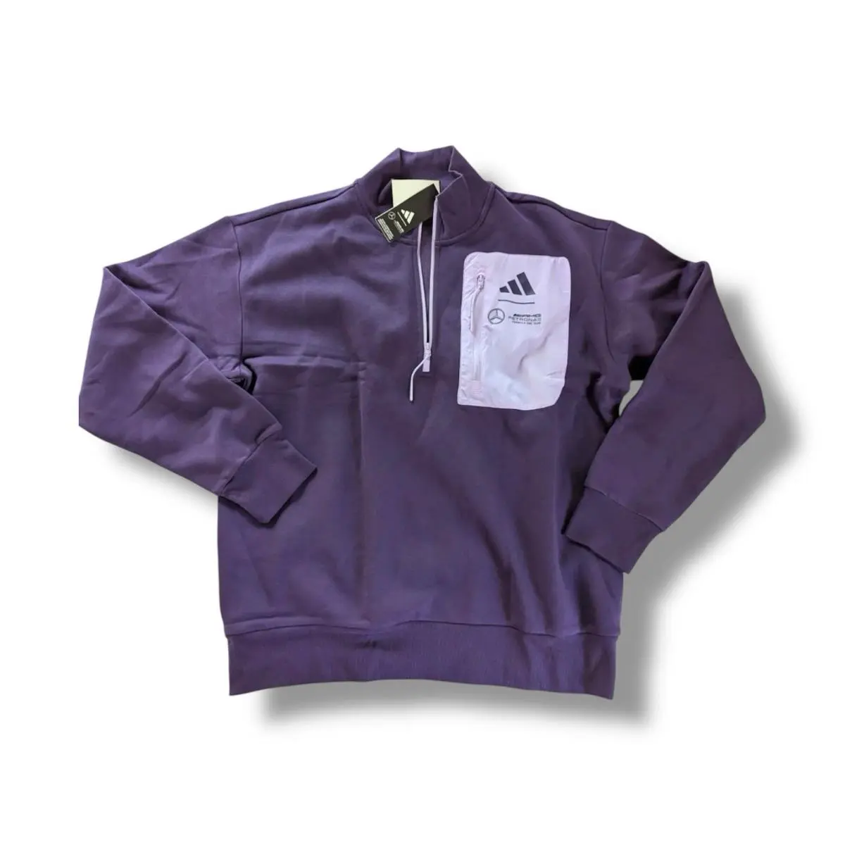 Mercedes Amg Petronas F1 Quarter Zip Pullover Purple Sweater JX8815 by Adidas