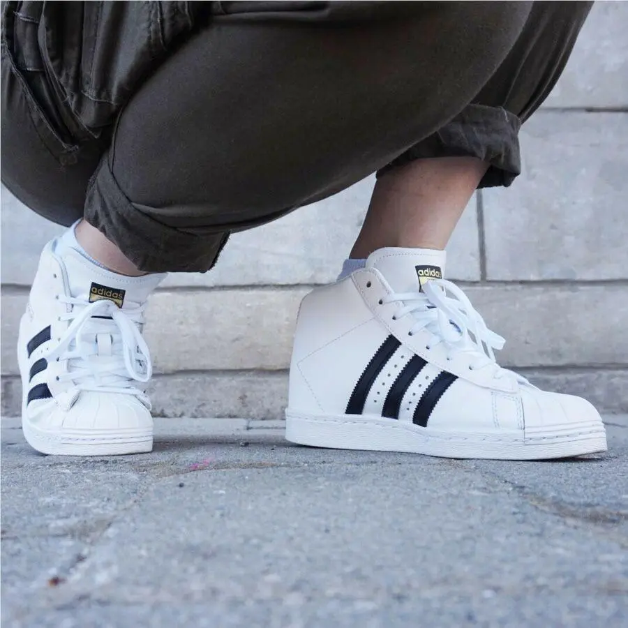 Superstar Up Wedge FW0118 Women`s Shoes Cloud White-core Black by Adidas