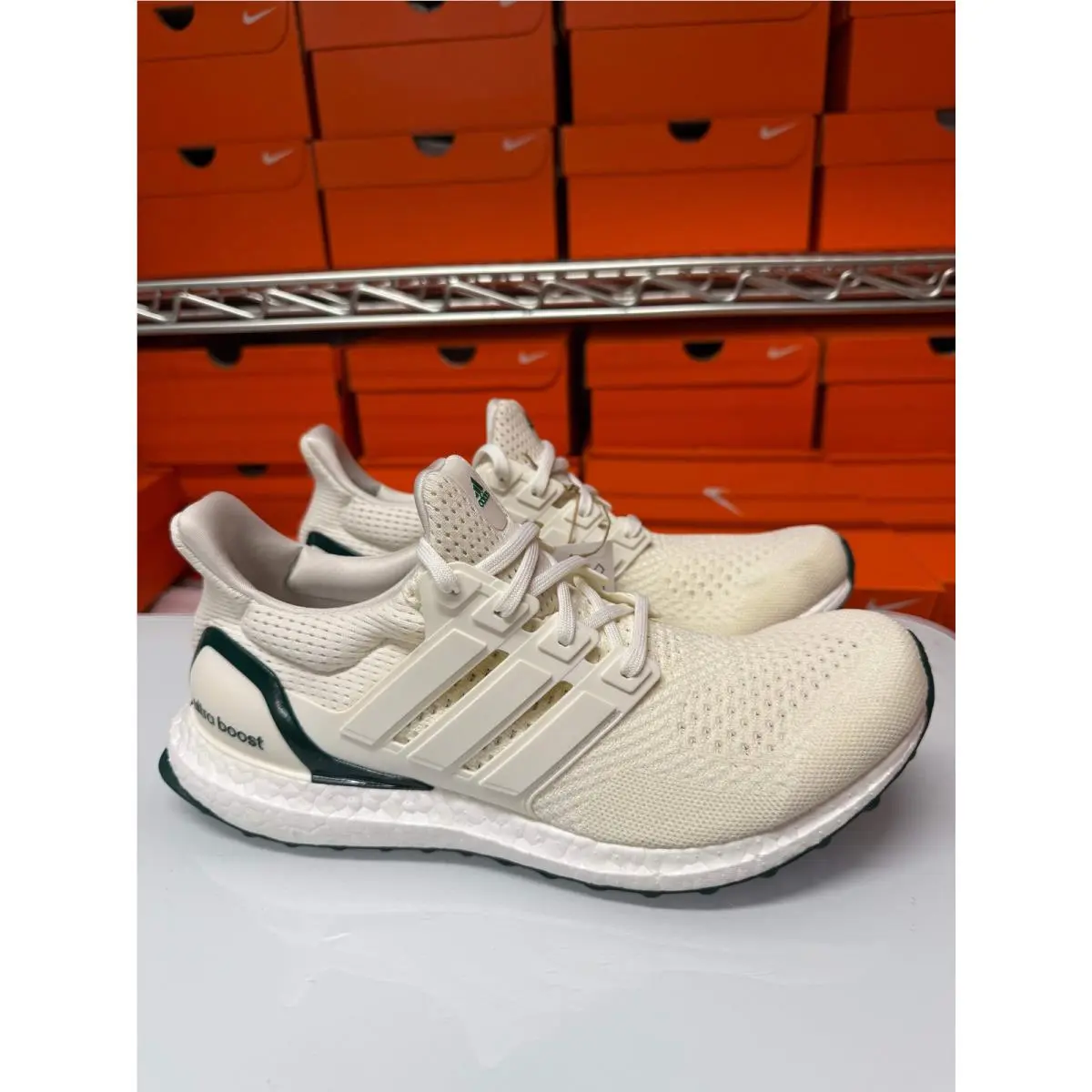 Women`s Ultraboost 1.0 Shoes White Green JR3145 by Adidas