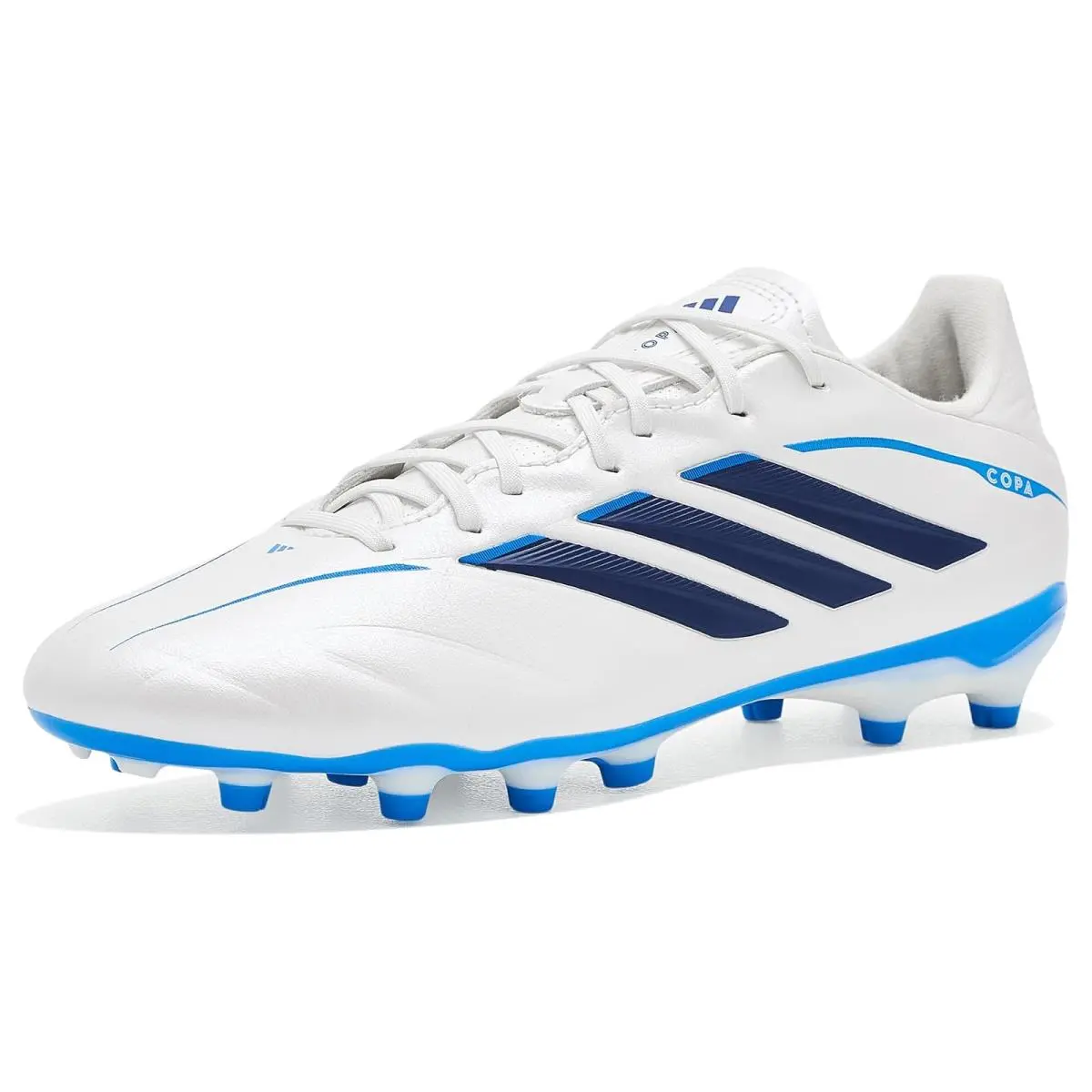 Children Unisex  Kids Copa Pure Iv League Firm Ground Little Kid/big Kid Zero Metallic/Dark Blue/Lucid Ray Blue by Adidas