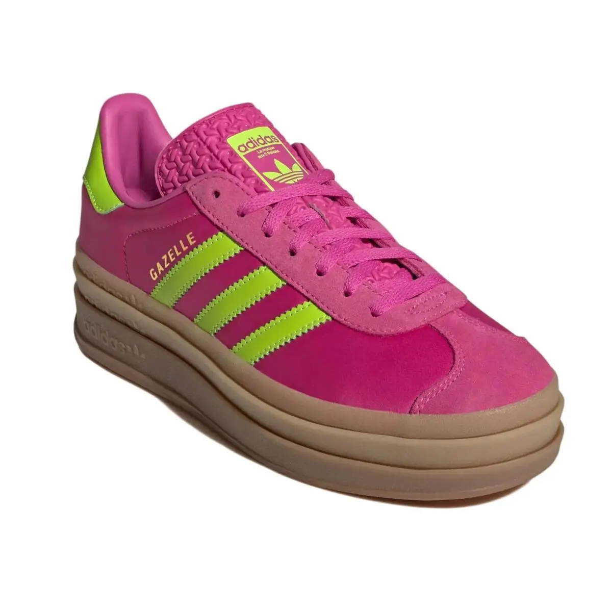 Gazelle Bold Women Sneakers Semi Lucid Fuchsia/solar Slime/gold Metallic Semi Lucid Fuchsia/Solar Slime/Gold Metallic by Adidas