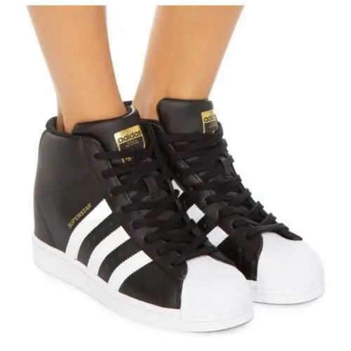 Superstar Up Wedge FW0117 Women`s Shoes Core Black/ White/ Gold by Adidas