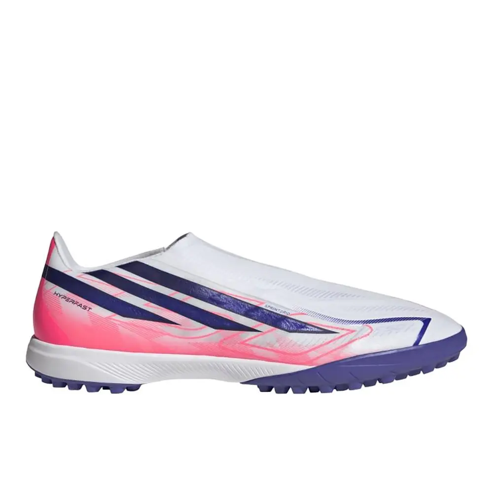 Adidas F50 Hyperfast League Laceless Turf Soccer Unisex White Sneakers Athletic