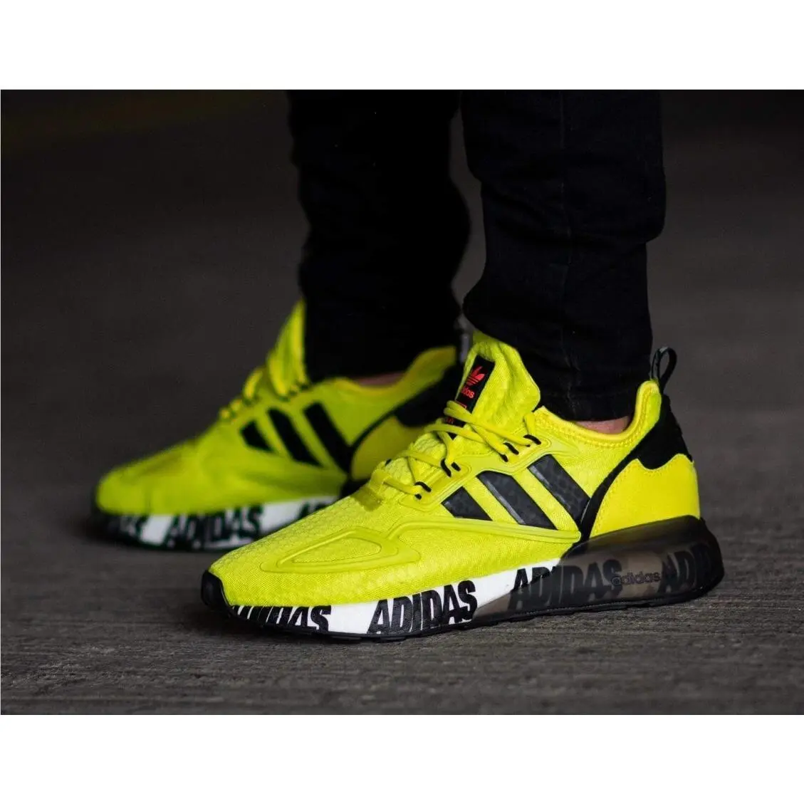 ZX 2K Boost Running Shoes Men`s FX7031 Rare Acid Yellow by Adidas