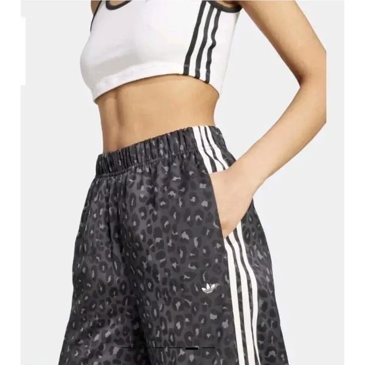 Adidas Originals Wide Leg Satin Animal Print Leopard Pants Sz XL 2XL