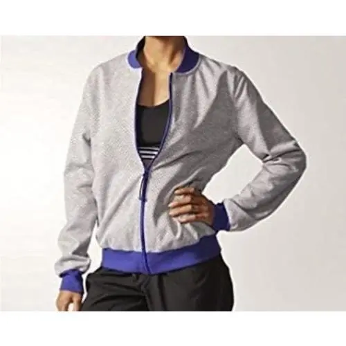 ST Perforated Heather Grey Purple Back Slit Track Jacket Womens XL by Adidas