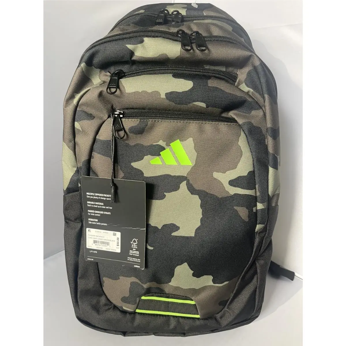 Backpack Fundare Laptop Sleeve Sport Bag Padded Shoulder Stripe Hydration by Adidas
