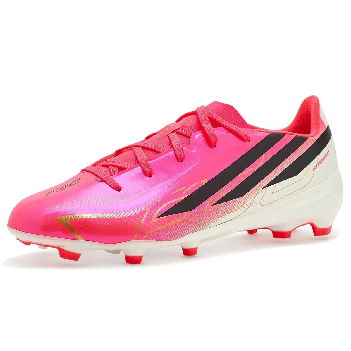 Kids F50 Hyperfast League Firm Ground Key Item Little Kid/big Kid Solar Turbo/Core Black/Gold Metallic by Adidas