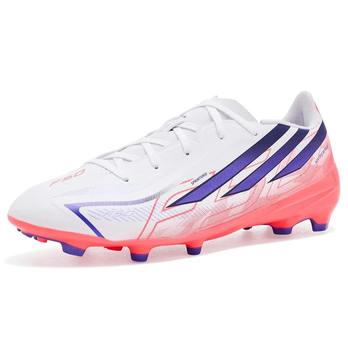 Kids F50 Hyperfast League Firm Ground Key Item Little Kid/big Kid White/Solar Purple/Solar Turbo by Adidas