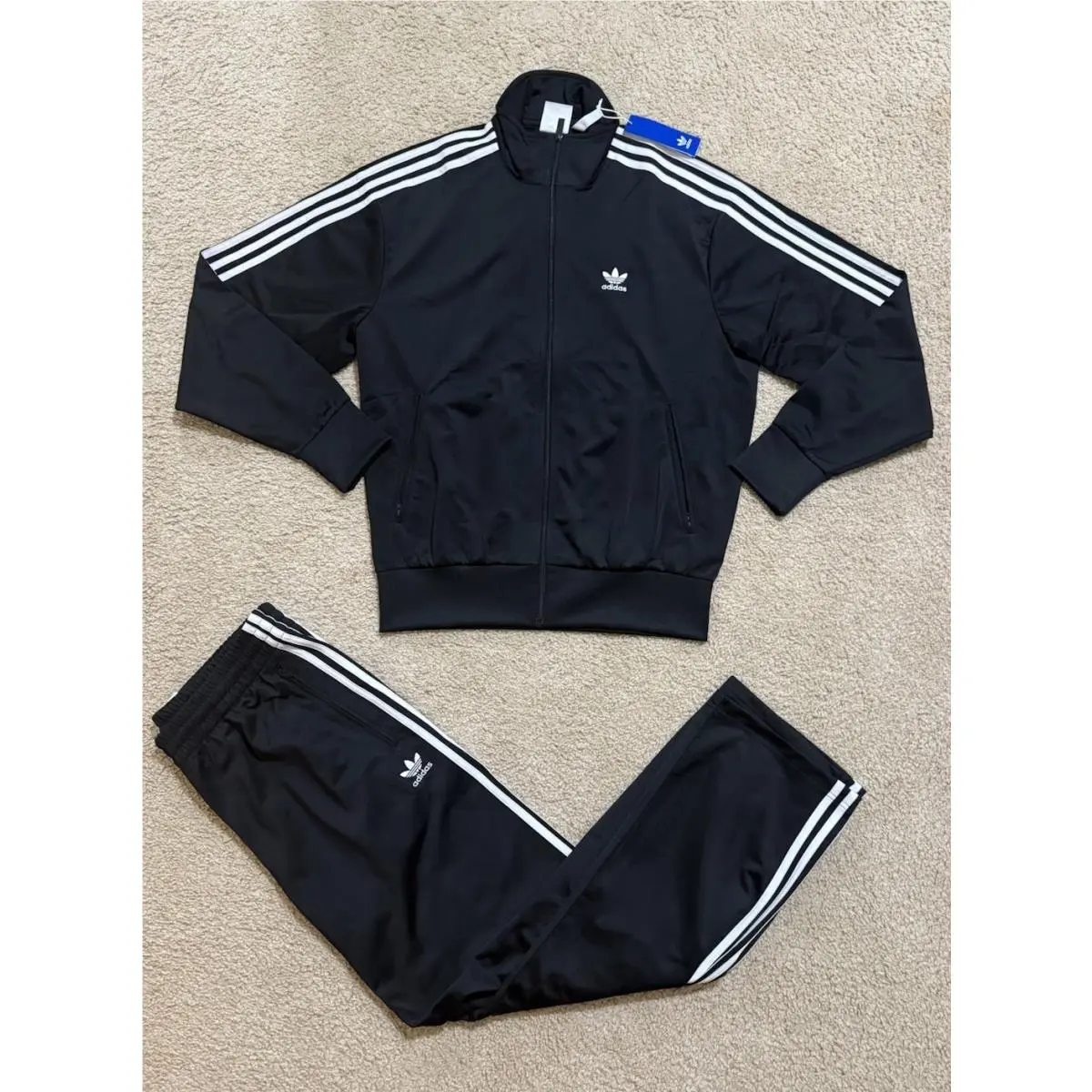 Adidas Originals Firebird Mens Tracksuit Jacket Pants Set Black All Sizes