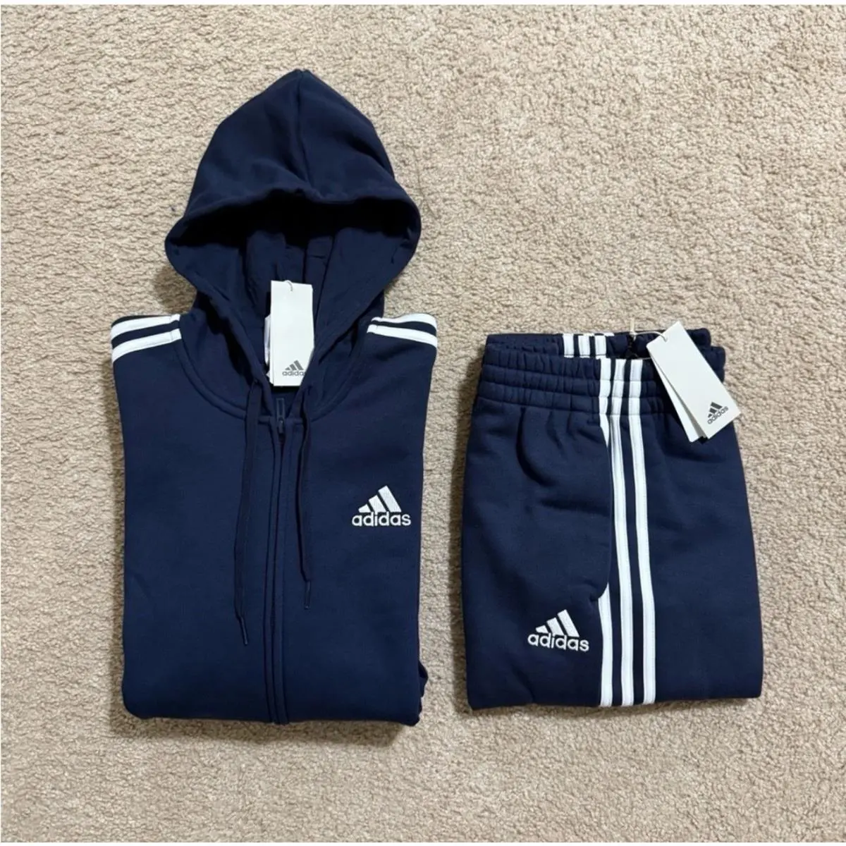 Essentials Tracksuit Men Blue 2 Piece Set Sweatsuit Sz M L XL Regular by Adidas