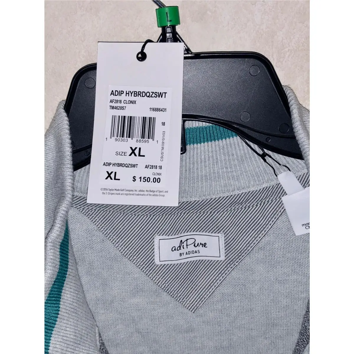 Adidas clothing - ADIDAS Adipure Hybrid 1/4 Zip L/S Pullover Golf Sweater - AF2818 - Gray, Main: Gray 3