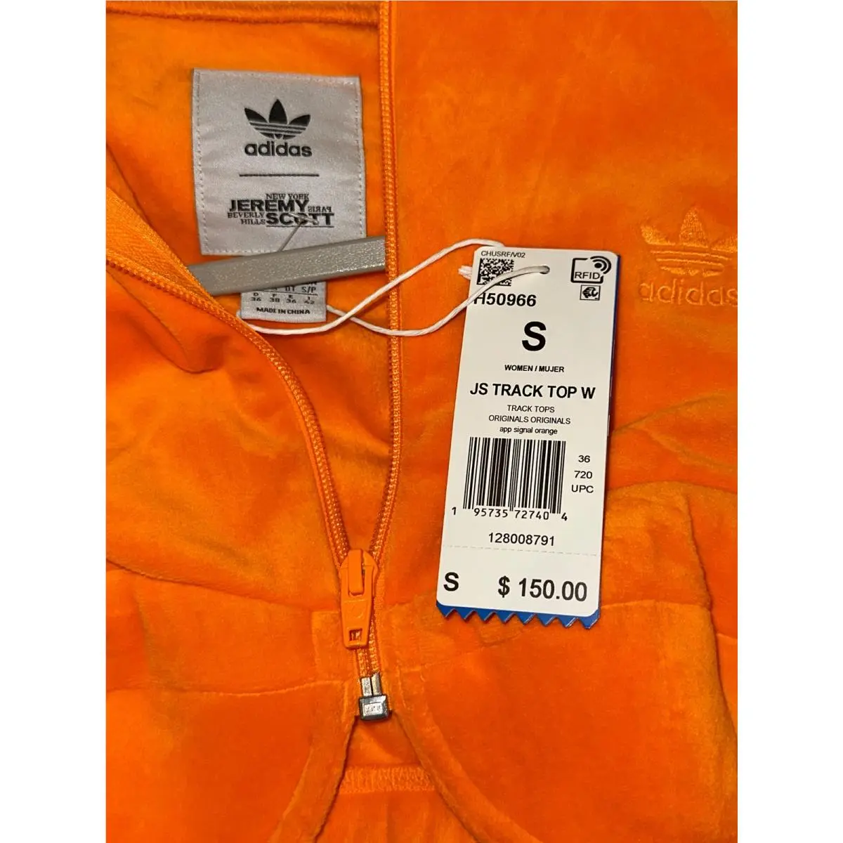 Adidas clothing - Adidas X Jeremy Scott Velour Cropped Track Top - H50966 - Orange 8