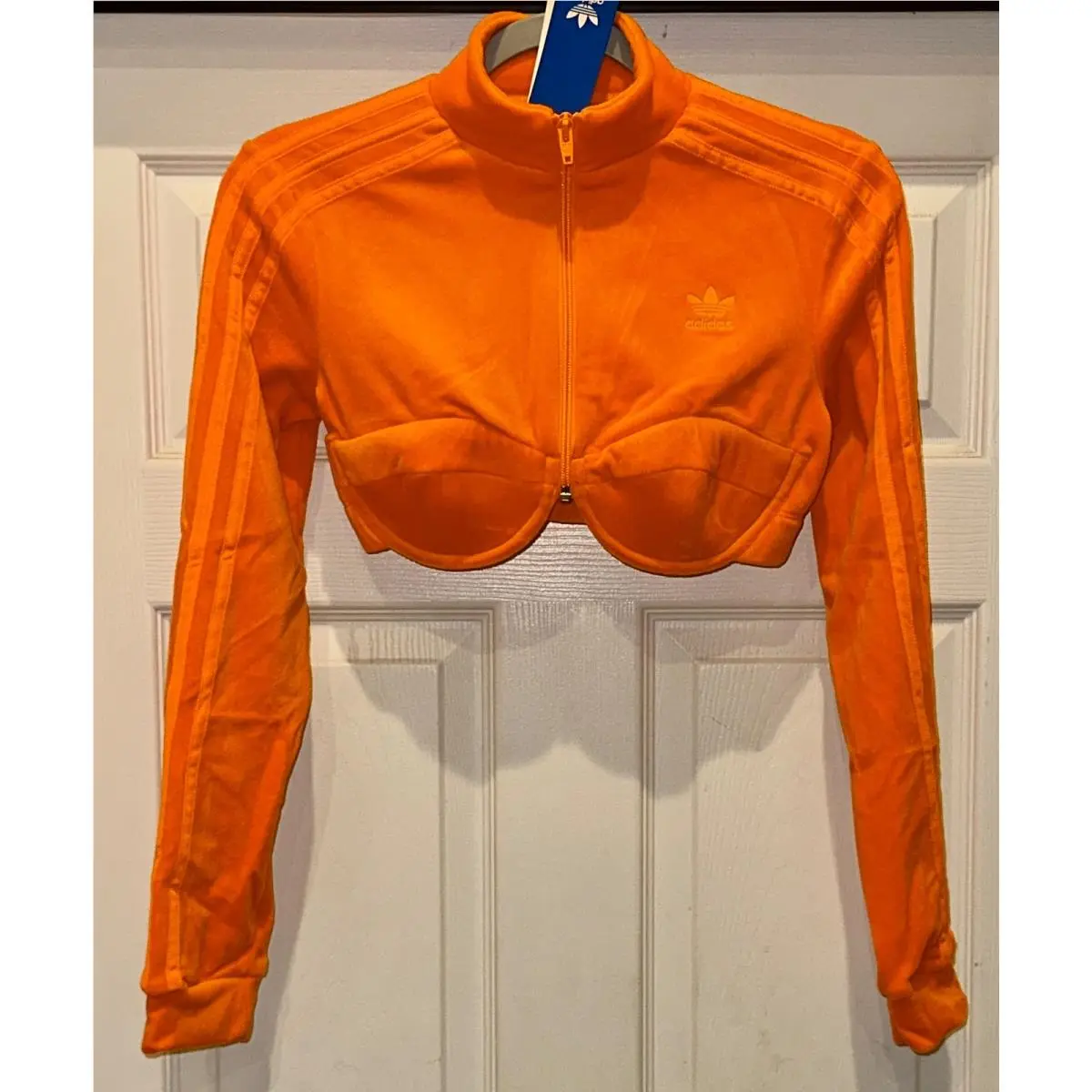 Adidas clothing - Adidas X Jeremy Scott Velour Cropped Track Top - H50966 - Orange 4