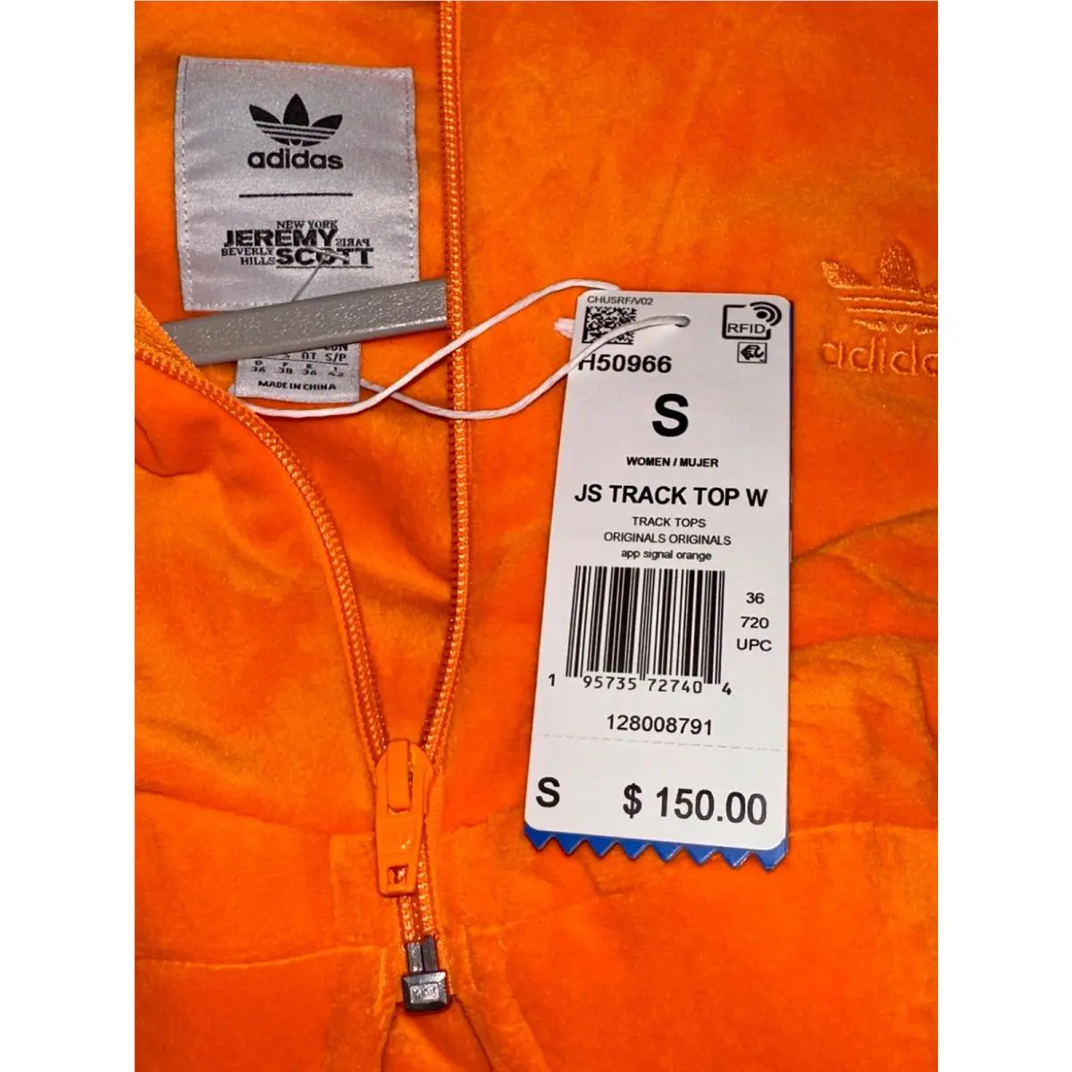 Adidas clothing - Adidas X Jeremy Scott Velour Cropped Track Top - H50966 - Orange 19
