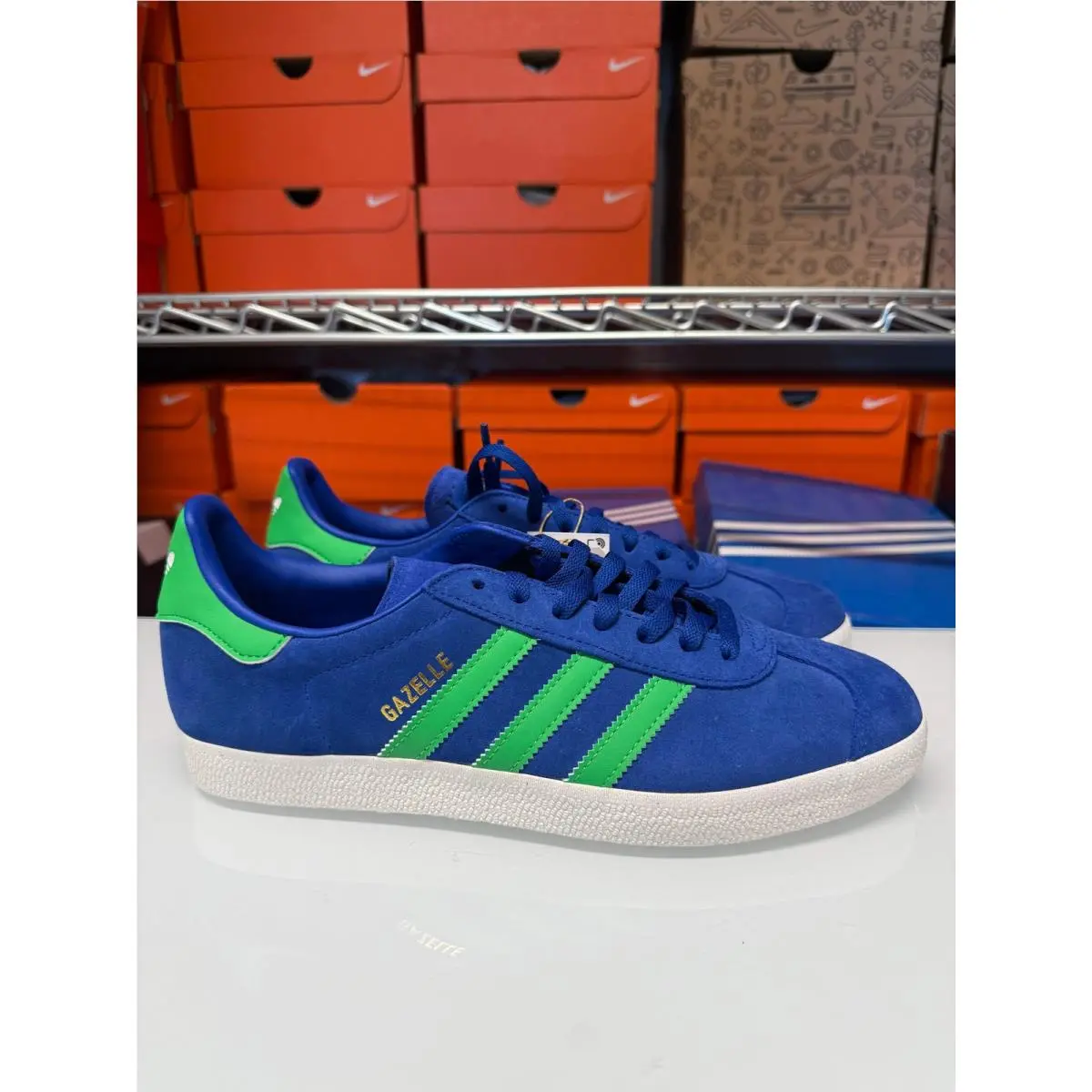 Adidas Men`s Gazelle Shoes Royal Blue Green White JH5389