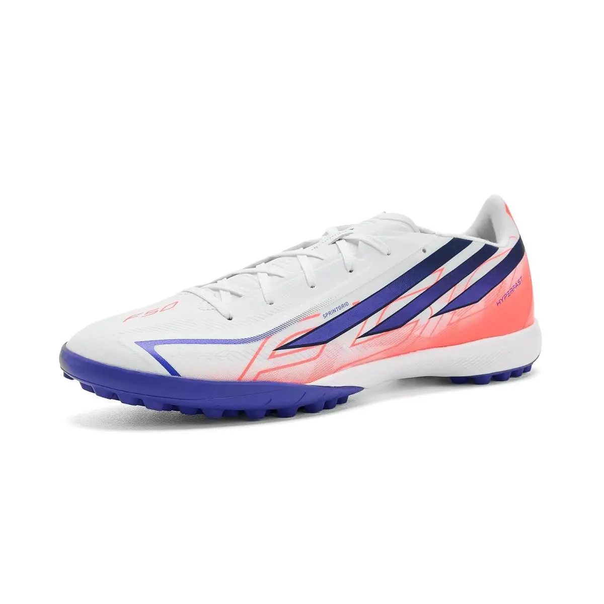 Unisex Shoes  F50 Hyperfast League Turf Soccer Cleats White/Solar Purple/Solar Turbo by Adidas