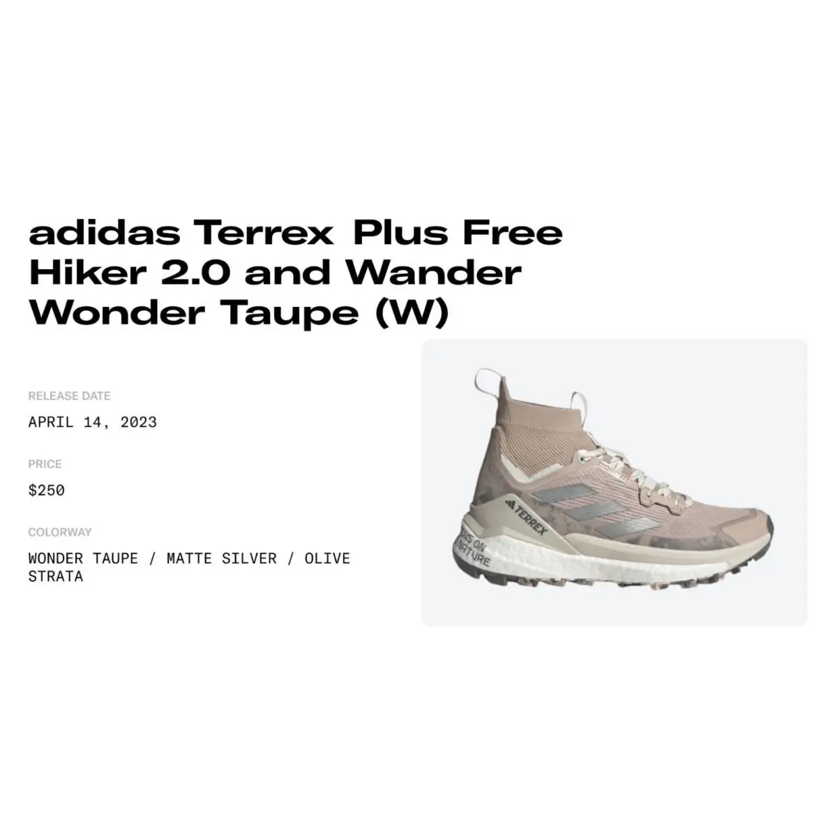 Adidas shoes - and wander x adidas TERREX Free Hiker - HQ1443 - Wonder Taupe / Matte Silver / Olive Strata / White 14