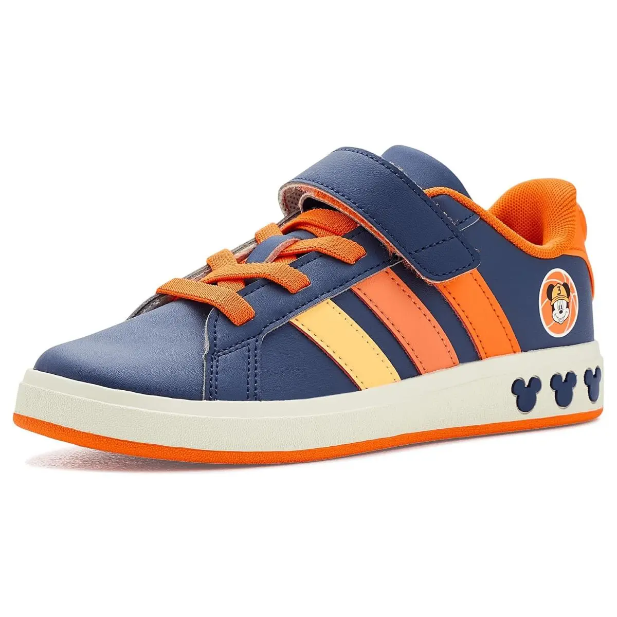 Kids Disney Mickey Mouse Grand Court Shoes Little Kid/big Kid Dark Blue/Ice Tangerine/Pure Orange by Adidas