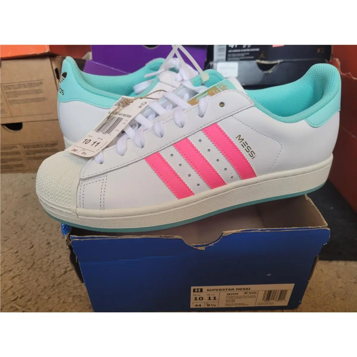 Adidas Originals Superstar x Lionel Messi Miami FC Aurora White Pink Aqua JR1979