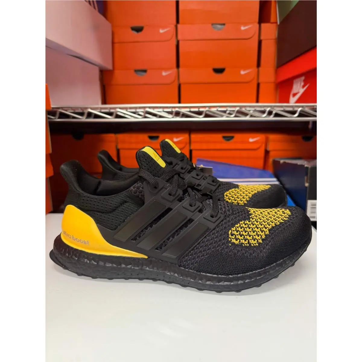 Men`s Ultraboost 1.0 Shoes Black Yellow Volt JQ2273 by Adidas