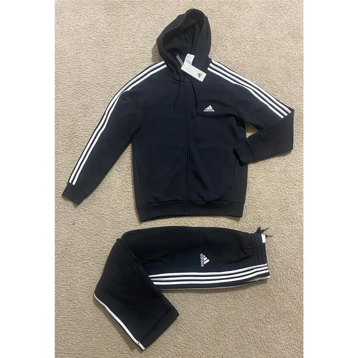 Essentials Tracksuit Mens Navy 2 Piece Set Sweatsuit Sz M L by Adidas