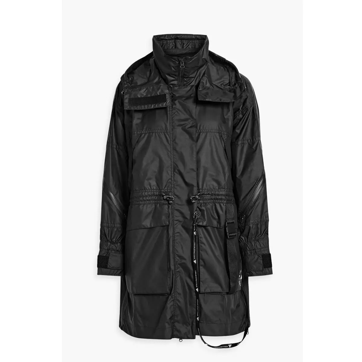 BY Stella Mccartney Shell Hooded Zip Drawstring Parka Jacket Black by Adidas
