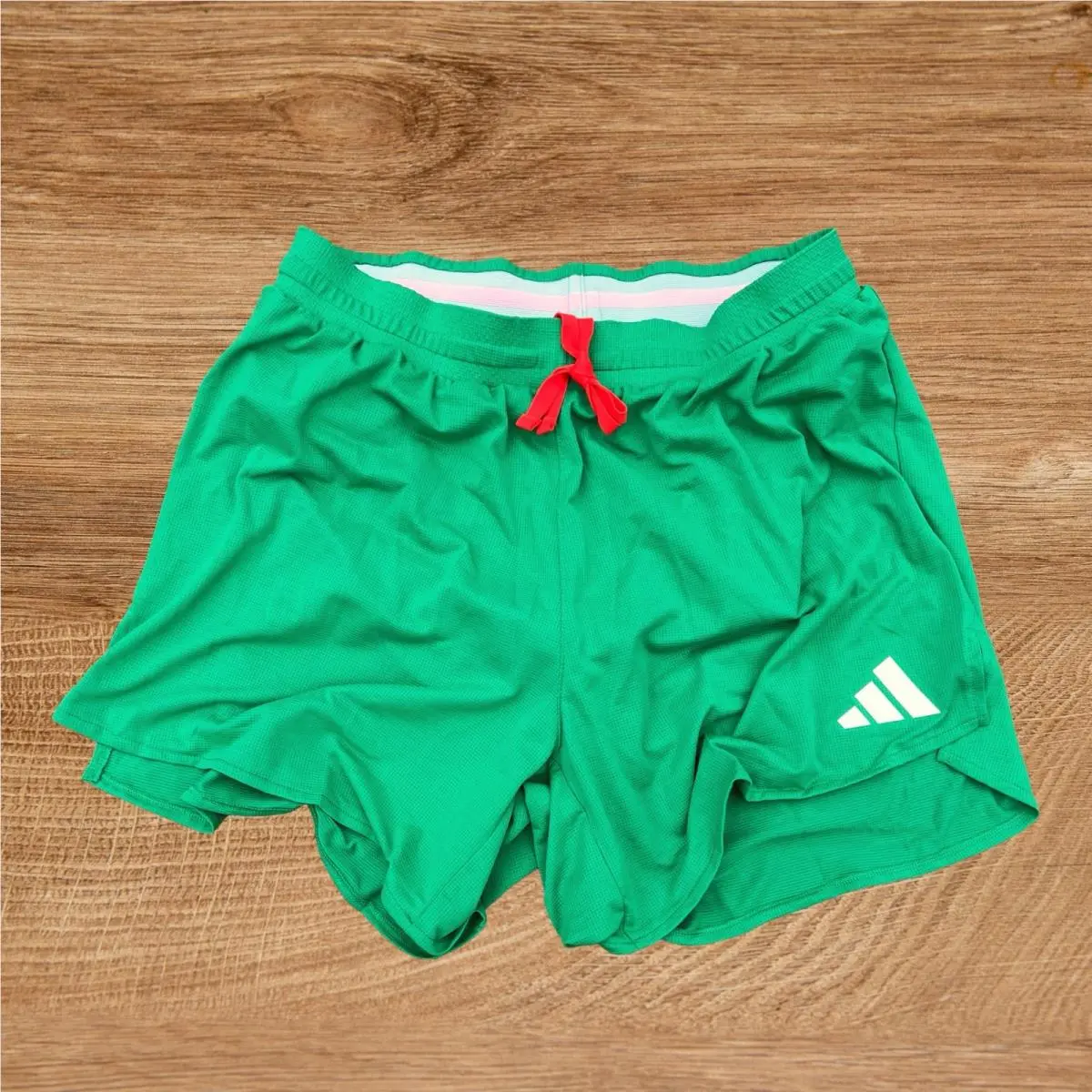 Adidas Mens Green 5” Inseam Classics Pique Split Short Shorts Size M