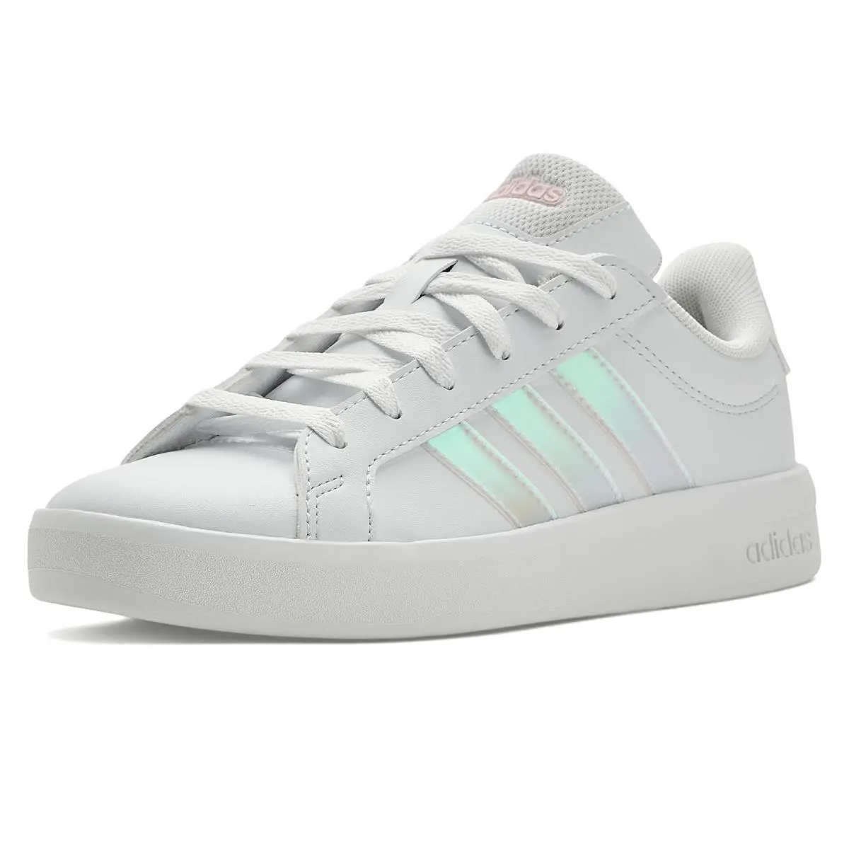 Children Unisex Shoes  Kids Grand Court 3.0 Shoes Big Kid White/Iridescent/Almost Pink by Adidas
