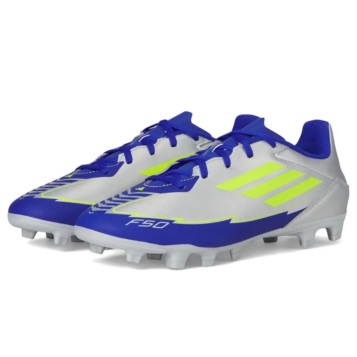 Unisex Shoes  F50 Messi Club Firm/multi Ground Soccer Cleats Silver Metallic/Solar Yellow/Lucid Blue by Adidas