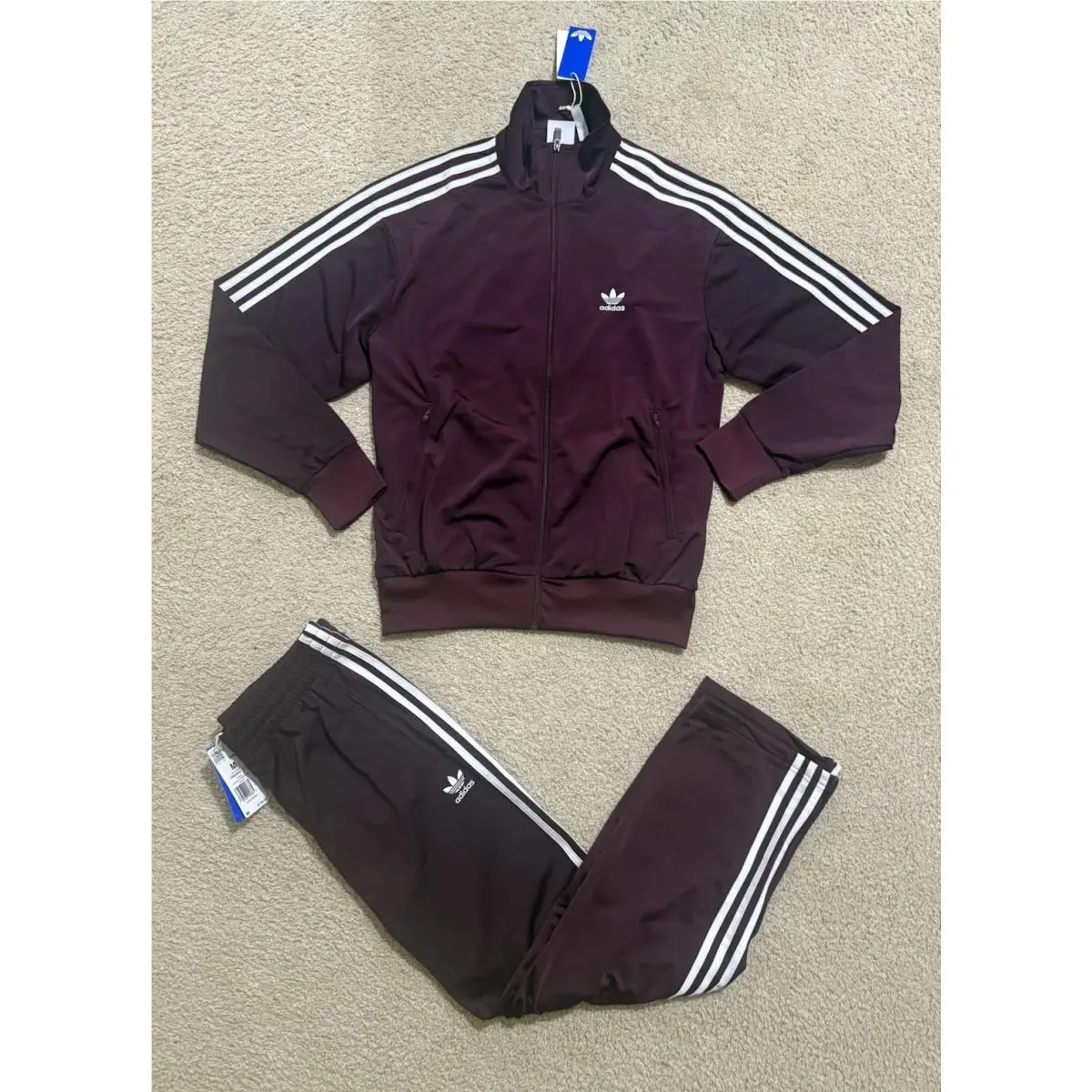 Adidas Originals Firebird Mens Tracksuit Jacket Pants Set Burgundy All Sizes