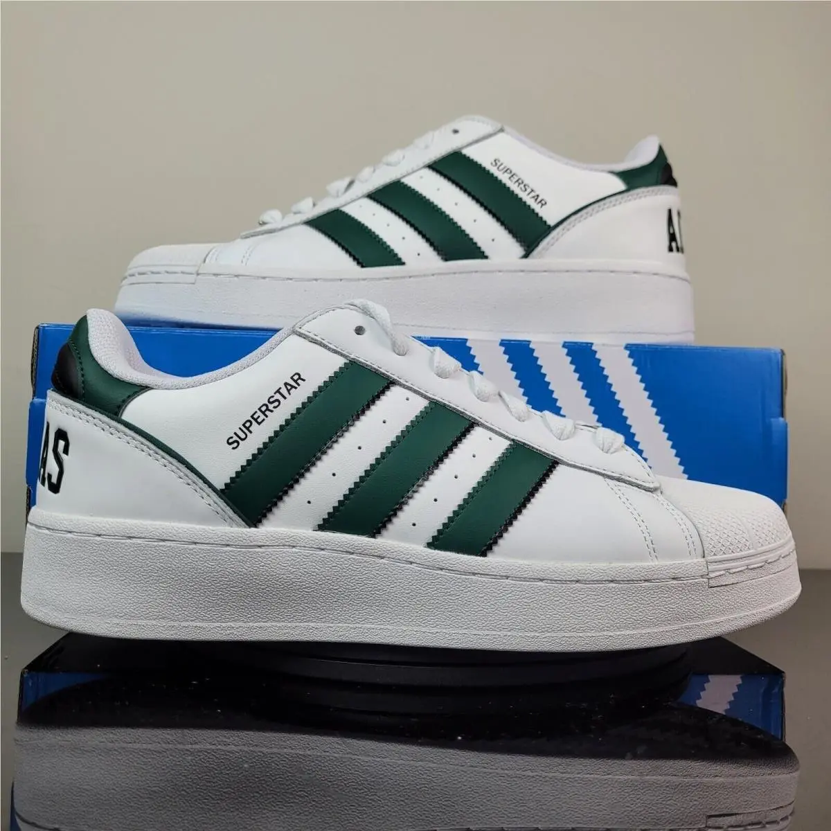 Adidas Originals Superstar Xlg White Green Shoes IE0760 Men`s Multiple Sz