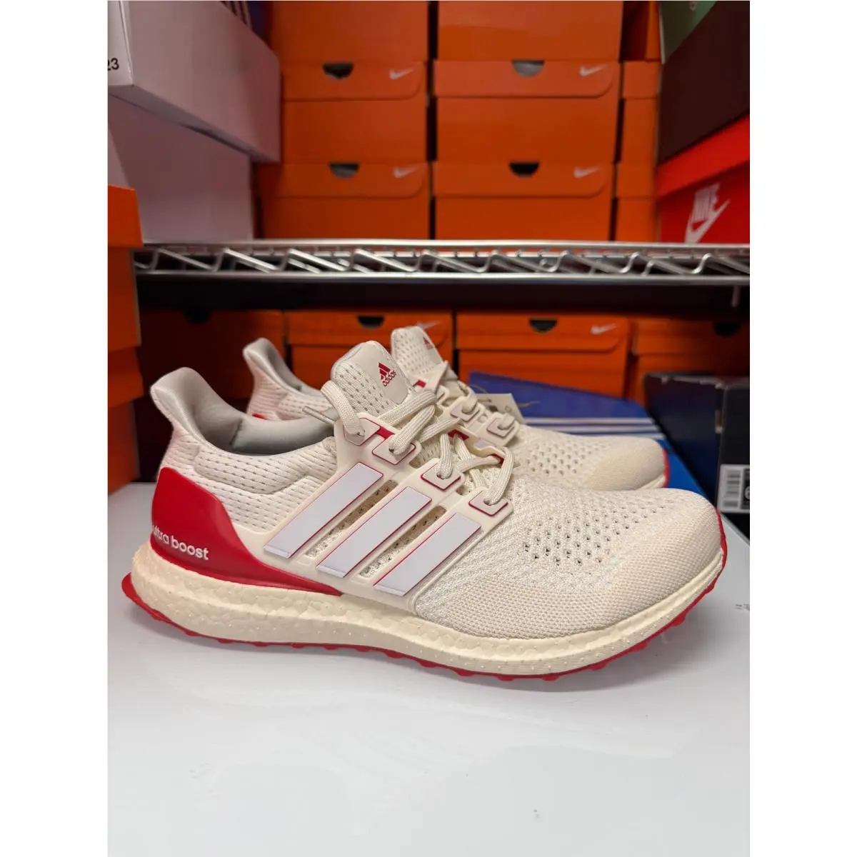 Men`s Ultraboost 1.0 Shoes White Scarlet JR3149 by Adidas
