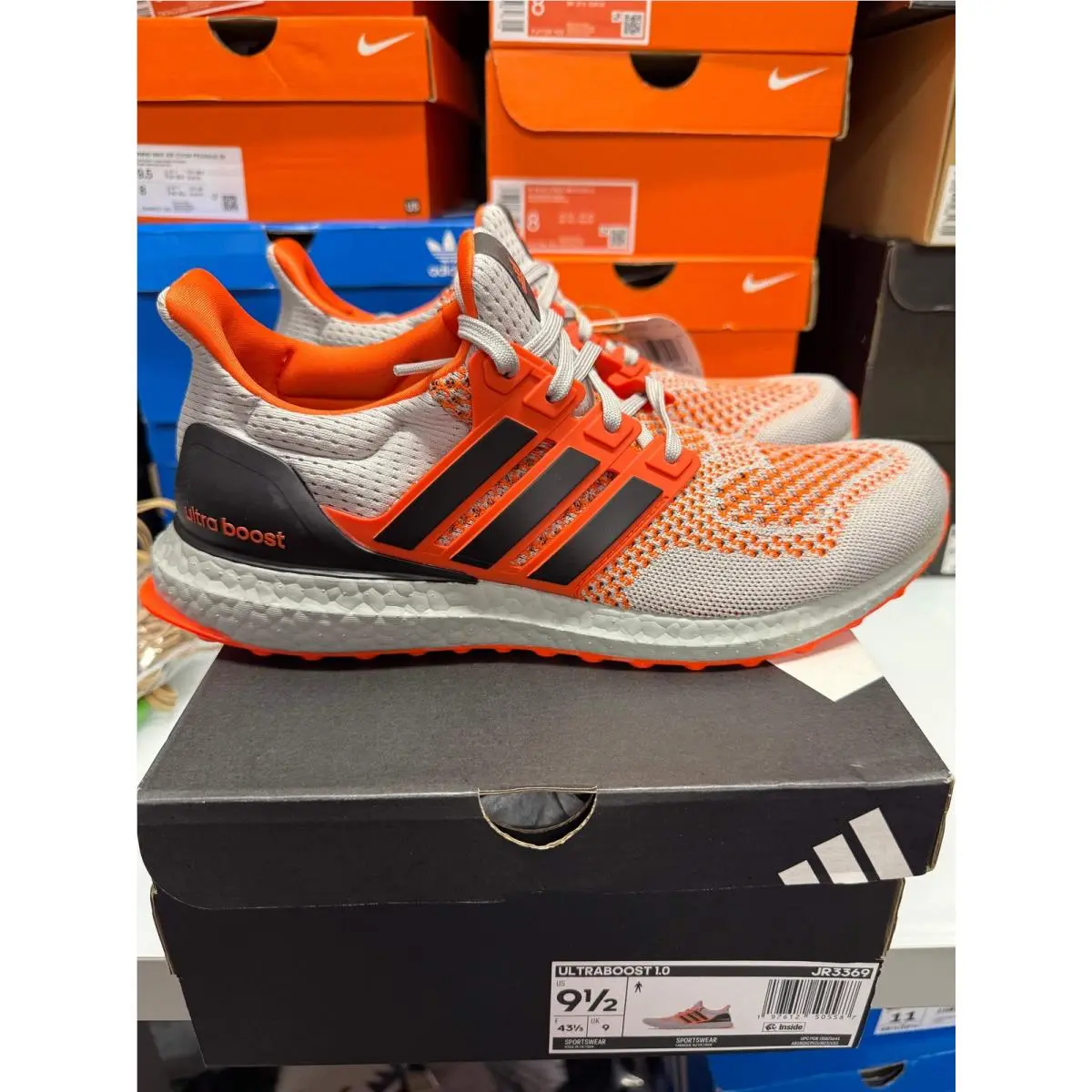 Adidas Men`s Ultraboost 1.0 Shoes Grey Orange Black JR3369
