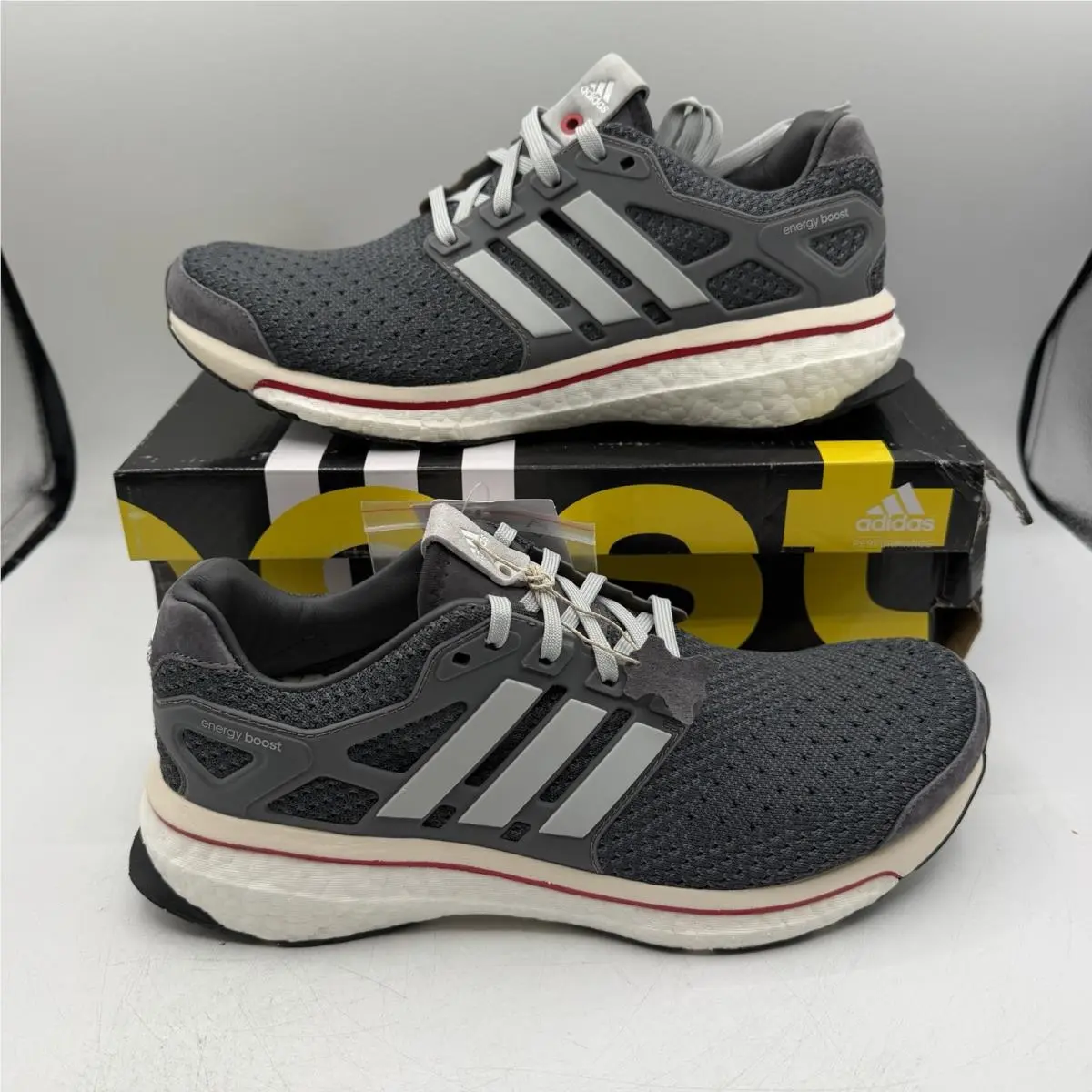 Energy Boost Run Thru Time Running Shoes Mens Sz 8 Grey Sneakers S81135 by Adidas