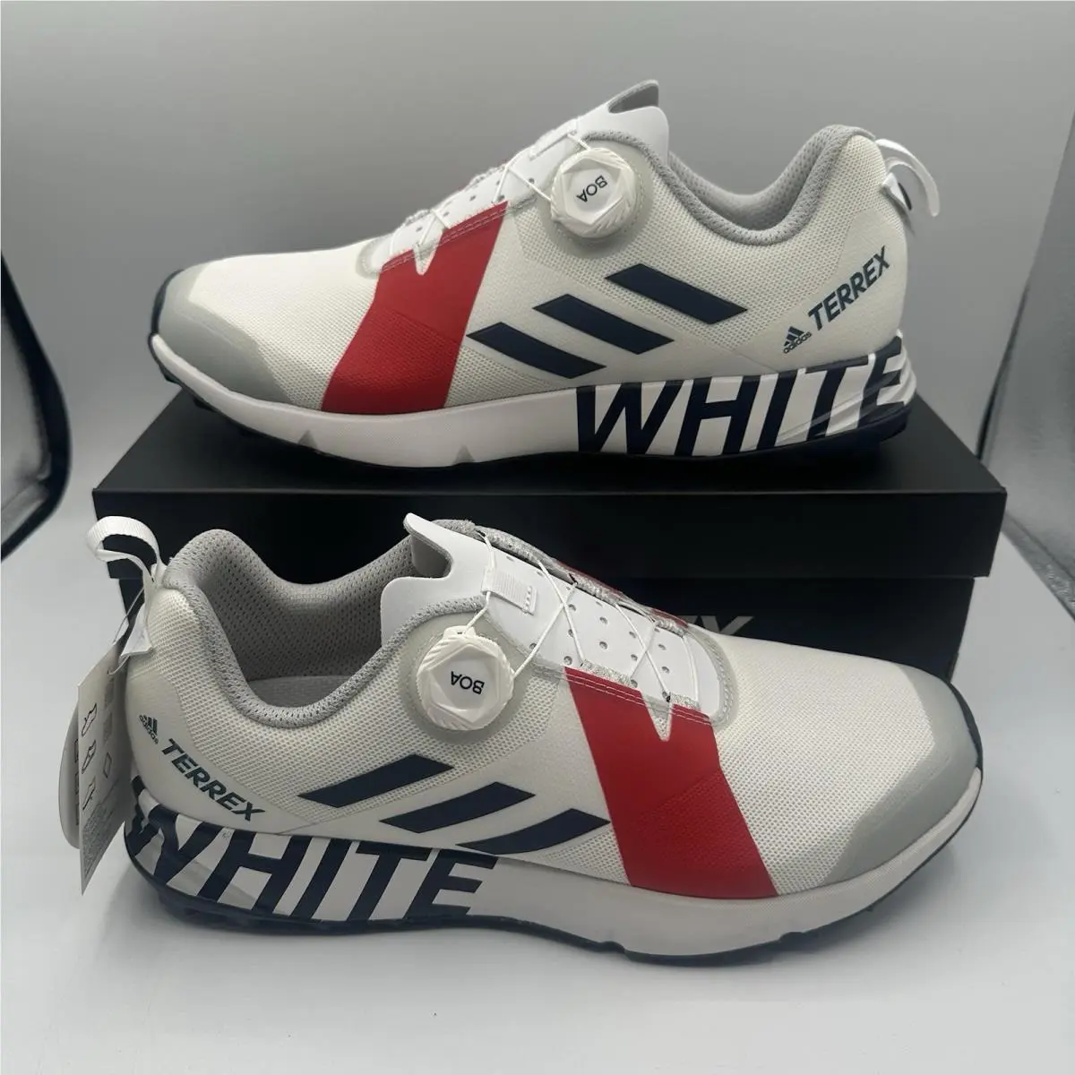 Terrex White Mountaineering Two Boa Shoes Mens Sz 8 White Red Navy BB7742 by Adidas