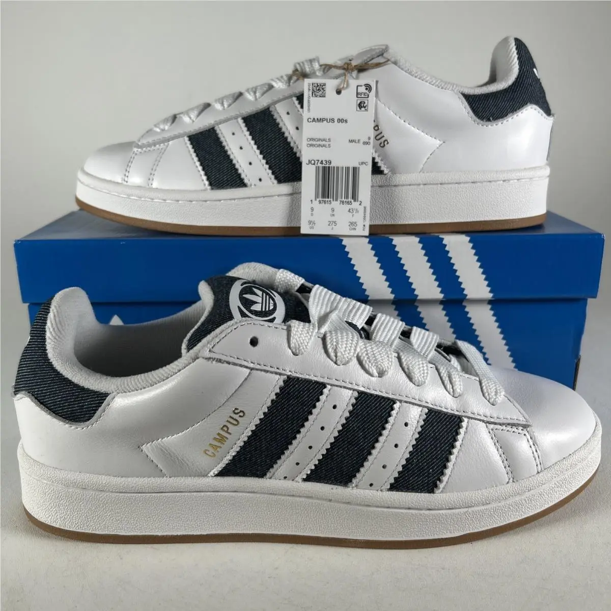 Size 9.5 -  Campus 00s White Night Indigo Denim by Adidas