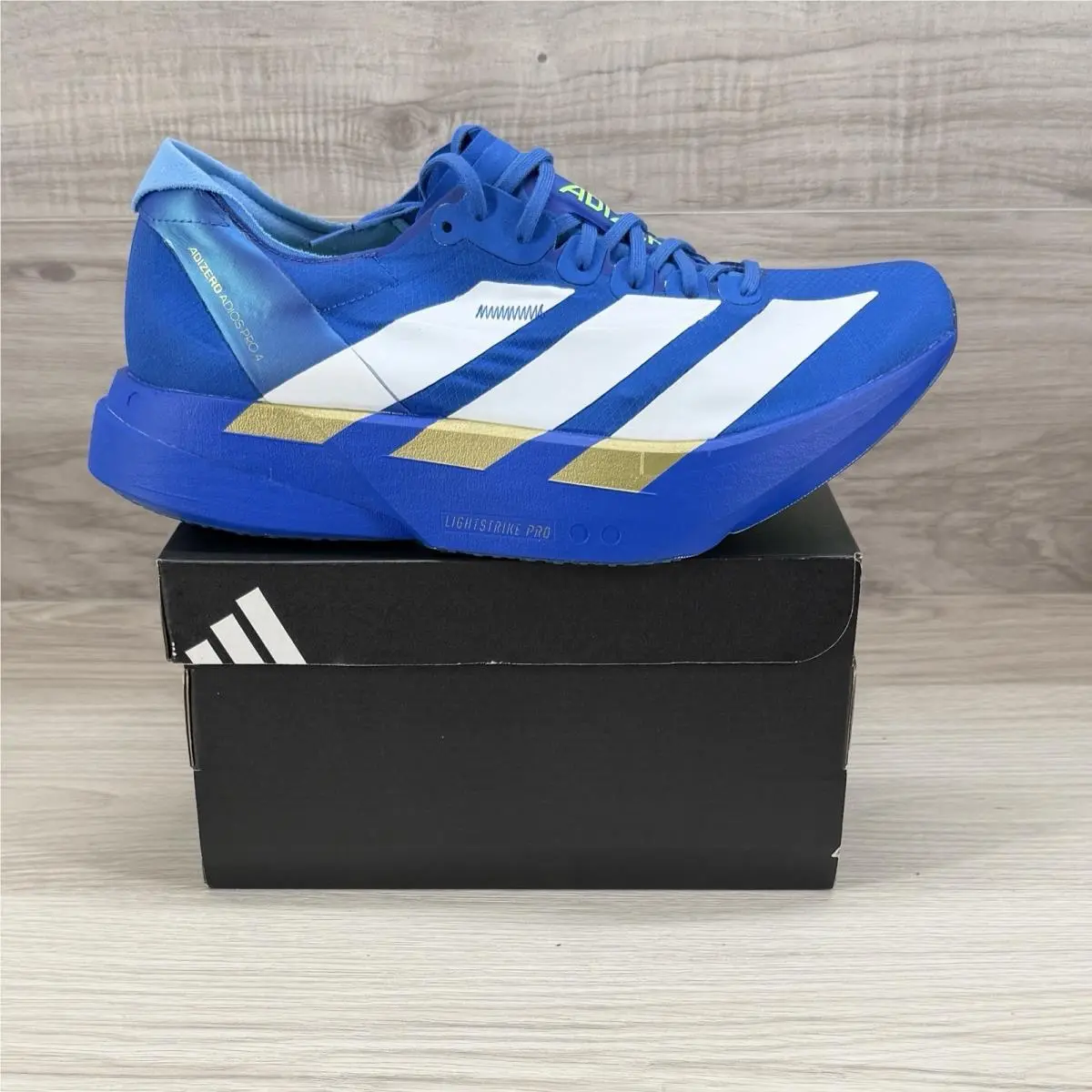 Adizero Adios Pro 4 Blue White Lime Burst JP6622 Men`s 8.5 by Adidas