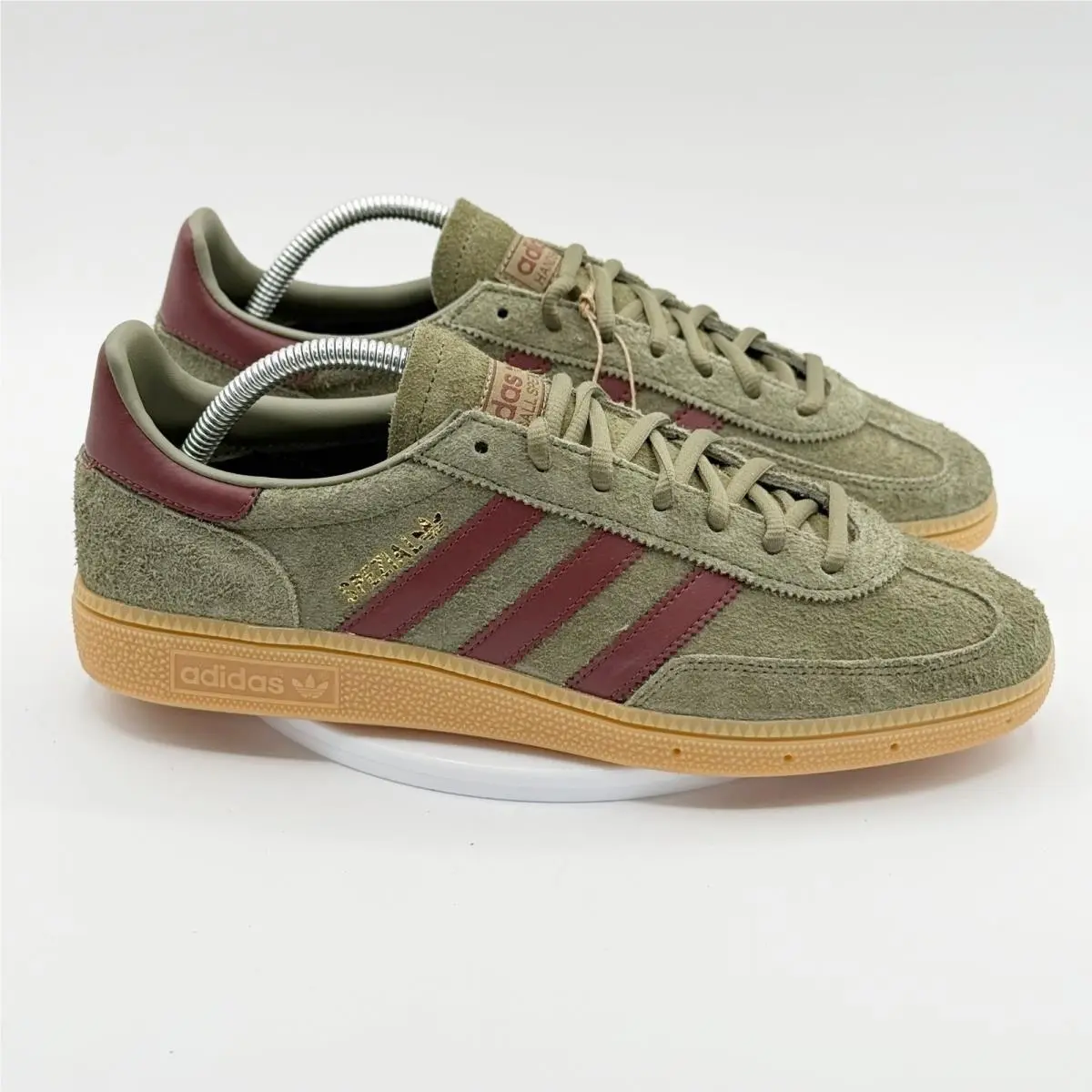 Handball Spezial Mens Size 7.5 Focus Olive Gum Burgundy JQ8297 by Adidas