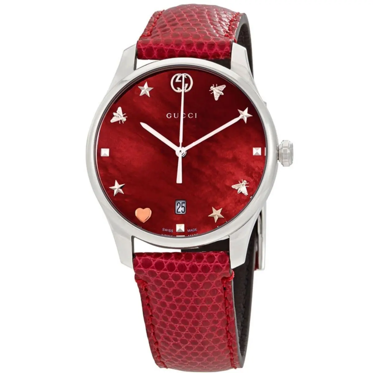 YA1264041A Men`s G-timeless Medium Cherry Red Mother of Pearl Dial Quartz by Gucci