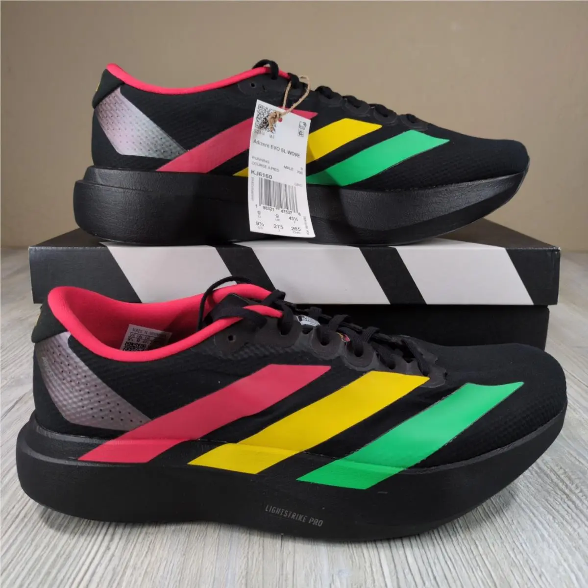 Adidas Adizero Evo SL Bob Marley Black/multi Color Mens Size 9.5 KJ6160